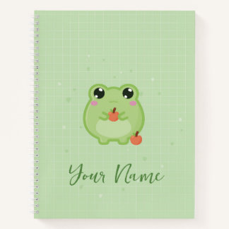 Cute frog Personalised notebook, green journal
