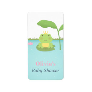 Cute Frog Prince Boy Baby shower Étiquettes