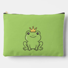 Cute frog Queen funny green Zubehörtasche