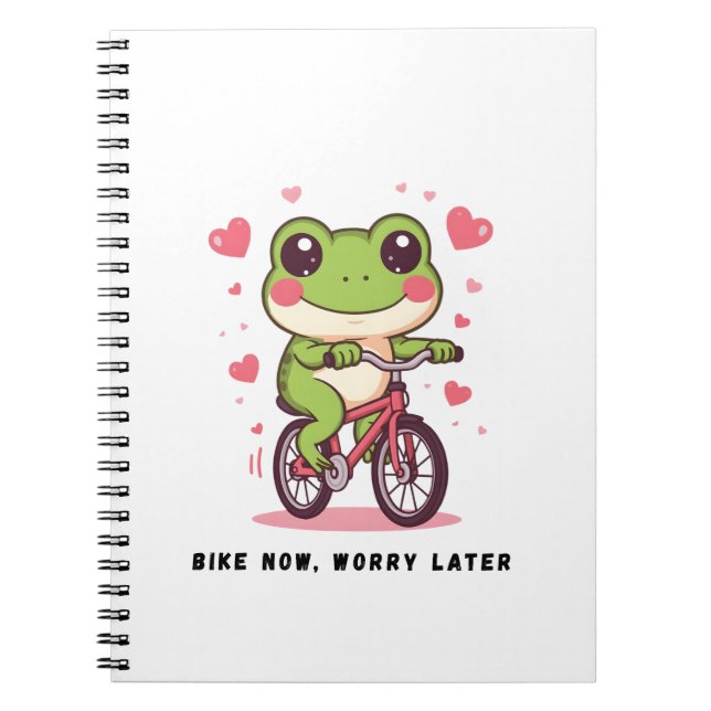Cute Frog Riding Bicycle | Funny Frog Lover Gift Notizblock (Vorderseite)