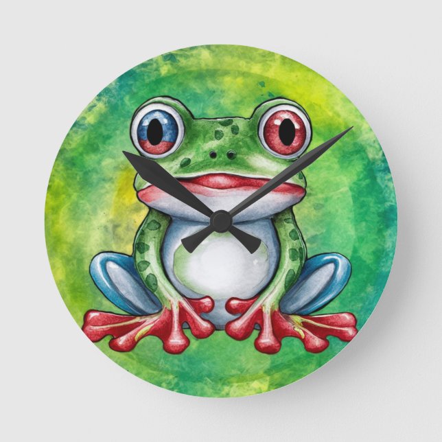 Cute Frog Runde Wanduhr (Vorderseite)