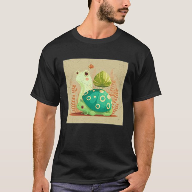 Cute Frog Snail Illustration Shell Friends Women K T-Shirt (Vorderseite)