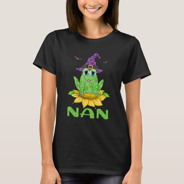 Cute Frog Witch Halloween Nan T-Shirt (Vorderseite)