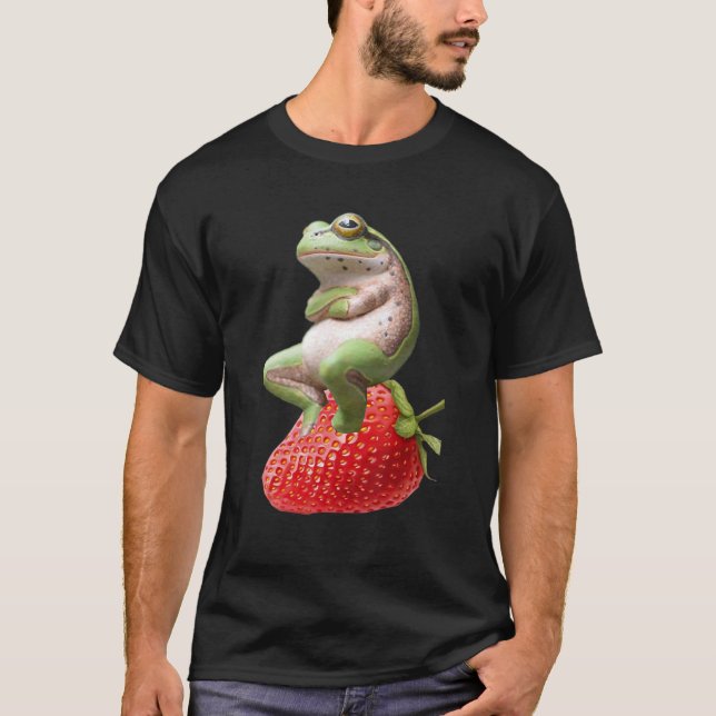 Cute Frog With A Strawberry  Animal T-Shirt (Vorderseite)