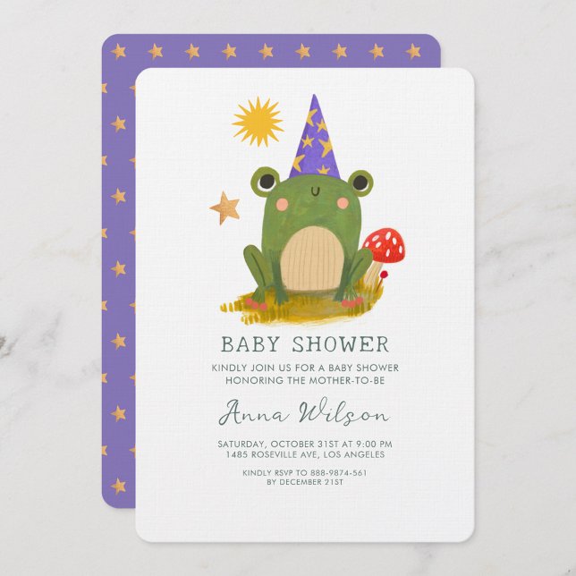 Cute Frog Wizard Cute Baby shower Invitation (Créateur téléchargé)