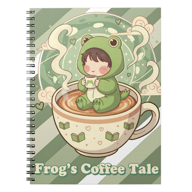 Cute Froggy Coffee Tale Design Notizblock (Vorderseite)