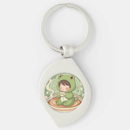 Cute Froggy Coffee Tale Design Schlüsselanhänger
