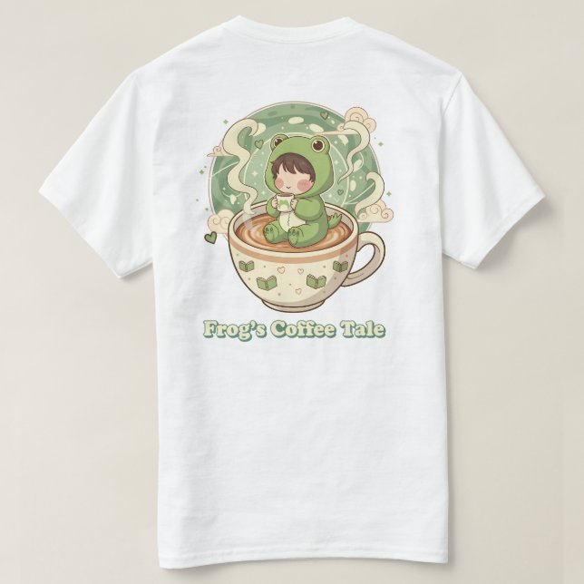Cute Froggy Coffee Tale Design T-Shirt (Design Rückseite)