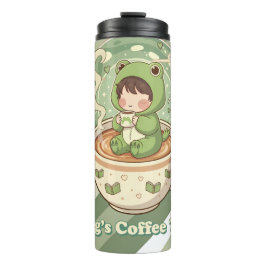 Cute Froggy Coffee Tale Design Thermosbecher