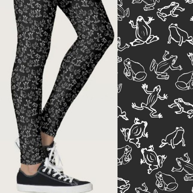 Cute Frogs Black and White Pattern Leggings (Von Creator hochgeladen)