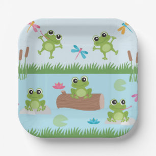 Cute Frogs in Pond Pappteller