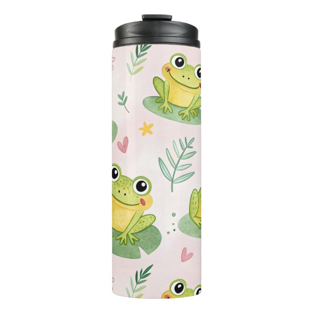 Cute frogs Pattern Thermosbecher (Vorderseite)