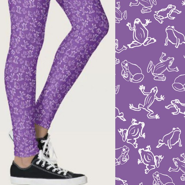 Cute Frogs Purple and White Pattern Leggings (Von Creator hochgeladen)