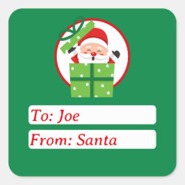 Cute From Santa Claus Green Custom Christmas  Quadratischer Aufkleber