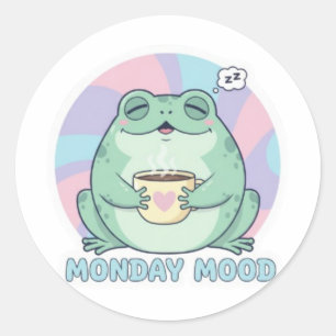 Cute Frosch Aufkleber Frosch beim Kaffeetrinken Lu