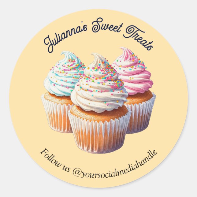 Cute Frosted Cupcake Bakery Runder Aufkleber (Vorderseite)
