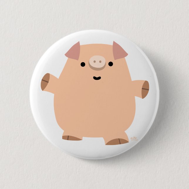 Cute Fun Cartoon Pig Button Badge (Vorderseite)