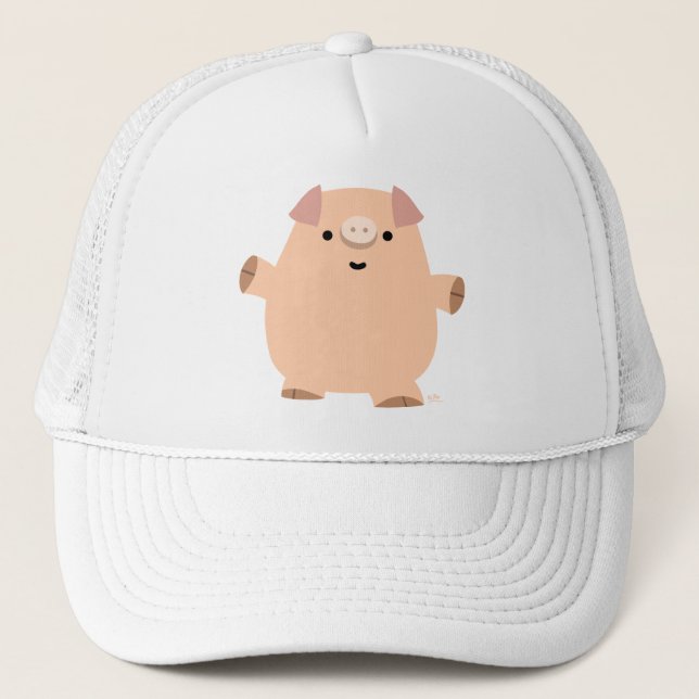 Cute Fun Cartoon Pig Hat Truckerkappe (Vorderseite)