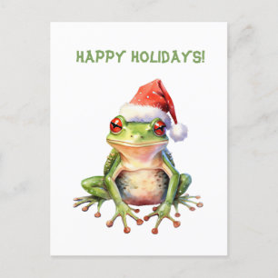 Cute Fun Fabrique Frog Christmas Holiday Carte pos