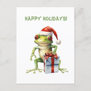 Cute Fun Fabrique Frog Christmas Holiday Carte pos