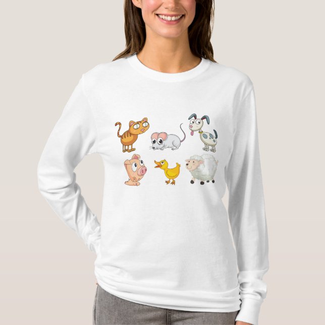 Cute Fun Farm Animals T-Shirt (Vorderseite)