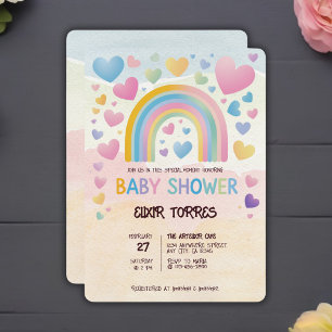 Cute Fun Hearts und Regenbogen-Baby-Party Einladung
