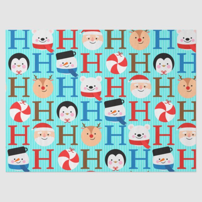 Cute Fun "Ho-Ho-Ho" Christmas Script Decoupage Seidenpapier (Vorderseite)