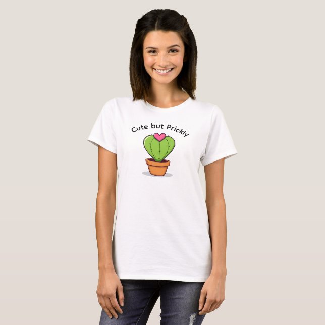 Cute Funny Cactus Heart Valentine's Day T-Shirt (Devant entier)
