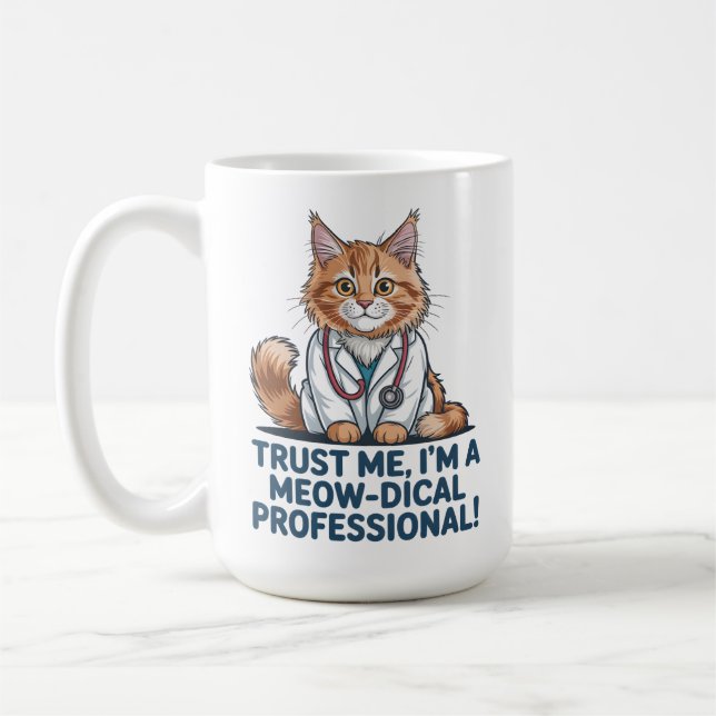 Cute Funny Cat Medical Pun Illustration Kaffeetasse (Links)