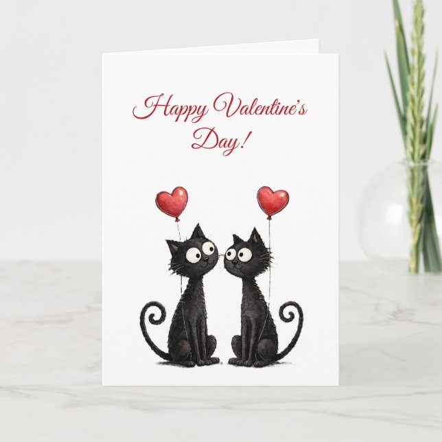 Cute Funny Cat Valentine Folded Greeting Card Karte (Vorderseite)