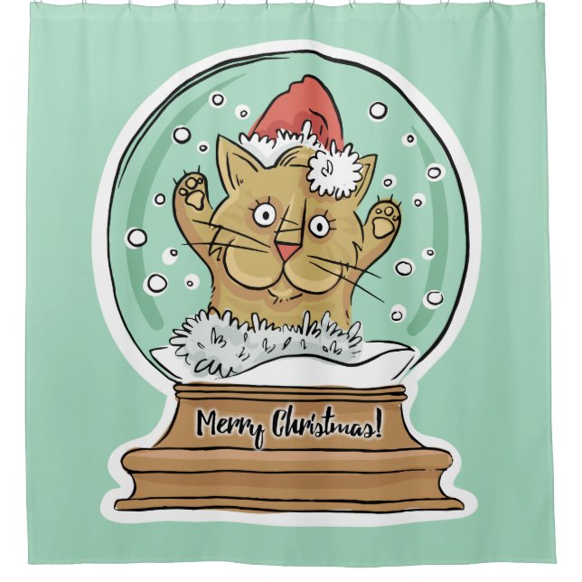 Cute Funny Chat de Noël rideau de douche (Devant)