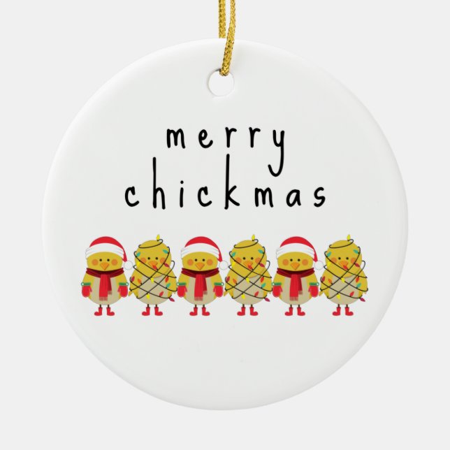 Cute Funny Chicken Gift Keramik Ornament (Vorne)