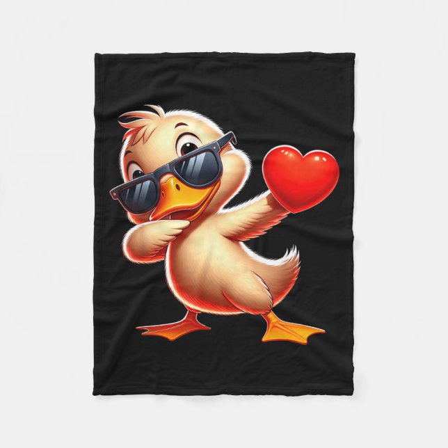 Cute Funny Cool Duck Dabbing Heart Valentines Day  Fleecedecke (Vorderseite)
