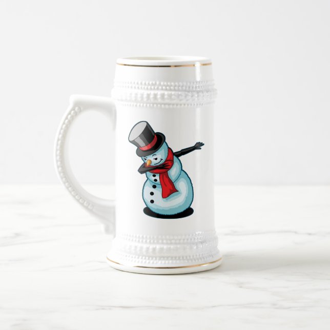 Cute & Funny Dabbing Snowman Xmas Winter Gift Bierglas (Links)
