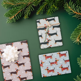 Cute Funny Dachshund Dogs Pet Christmas Holiday Geschenkpapier Set