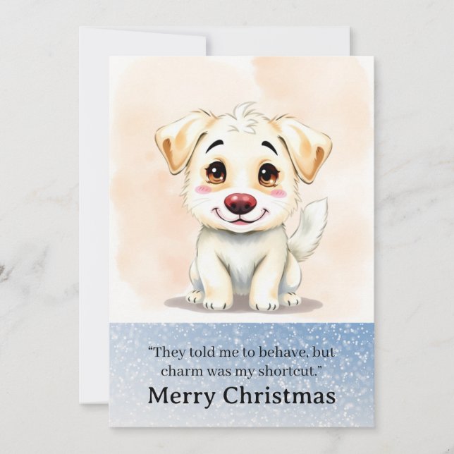 Cute Funny Dog Christmas Card Feiertagskarte (Vorderseite)