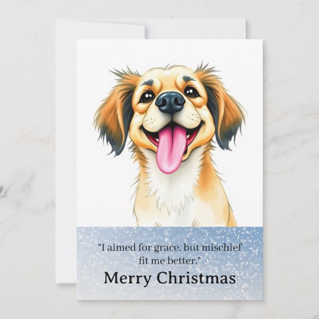 Cute Funny Dog Christmas Card Feiertagskarte (Vorderseite)