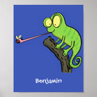 Cute funny green happy chameleon lizard cartoon