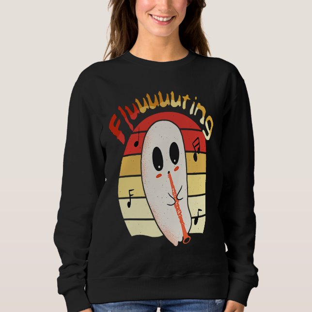 Cute & Funny Halloween Ghost Flute & Fluting  4 Sweatshirt (Vorderseite)
