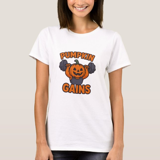 Cute & Funny Halloween Gym Pumpkin Tee (Vorderseite)