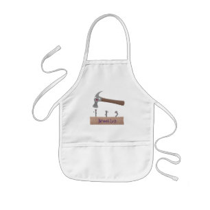 Cute, funny hammer and nails cartoon illustration kinderschürze
