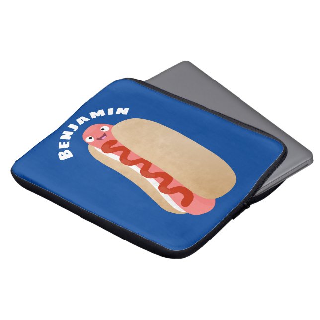 Cute funny hot dog Weiner cartoon Laptopschutzhülle (Vorne Oben)