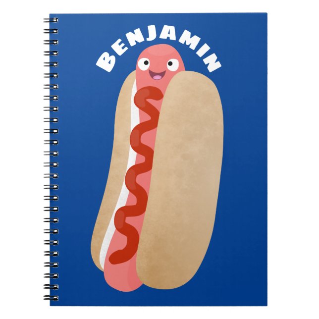 Cute funny hot dog Weiner cartoon Notizblock (Vorderseite)