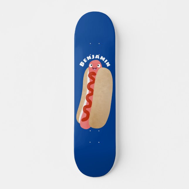 Cute funny hot dog Weiner cartoon Skateboard (Vorne)