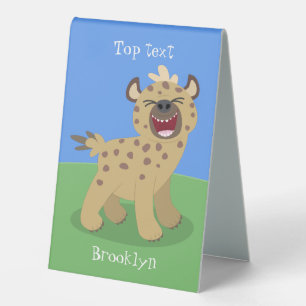 Cute funny hyena laughing cartoon illustration tischaufsteller 