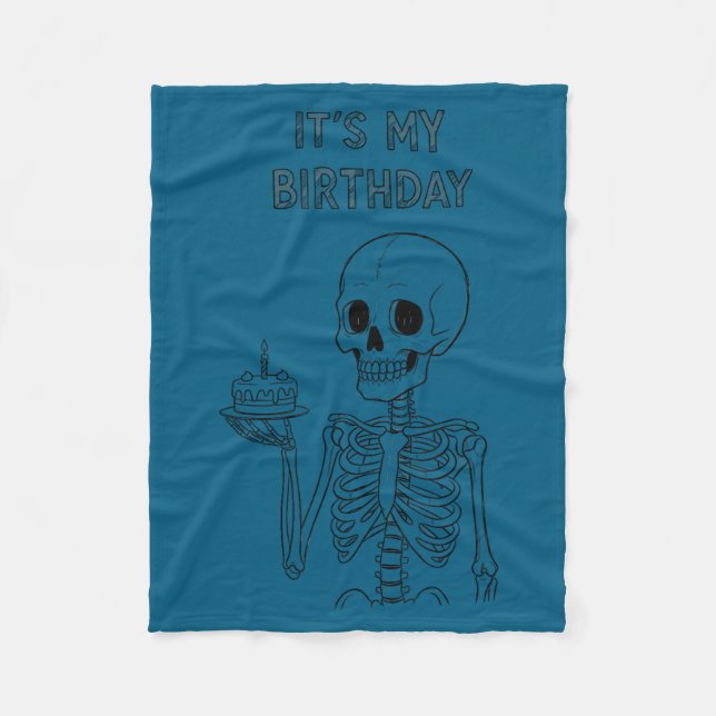 Cute Funny Kawaii Skeleton Birthday Skull Happy Wo Fleecedecke (Vorderseite)