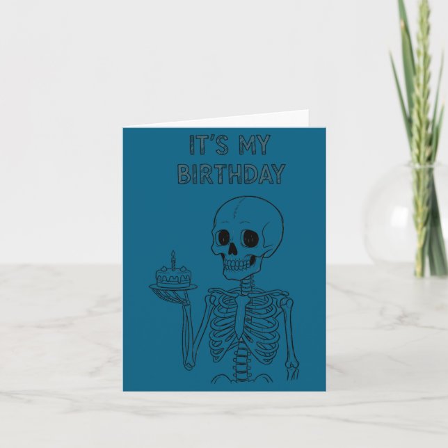 Cute Funny Kawaii Skeleton Birthday Skull Happy Wo Karte (Vorderseite)