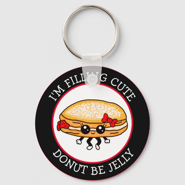 Cute Funny Kawaii Style Jelly Donut Puns Keychain Schlüsselanhänger (Vorderseite)