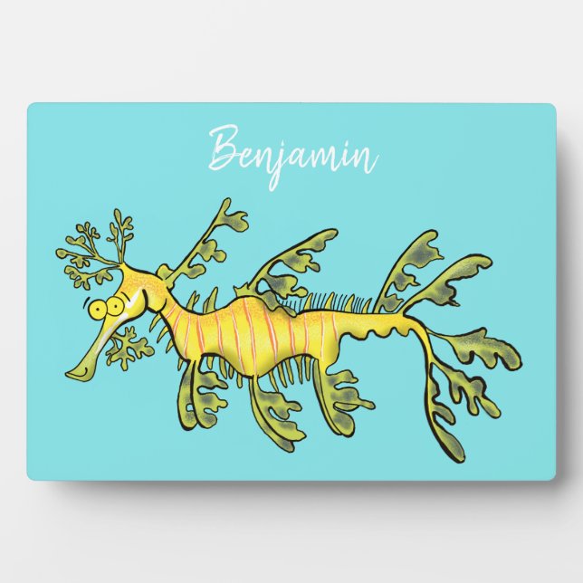 Cute funny leafy sea dragon cartoon illustration fotoplatte (Vorderseite)