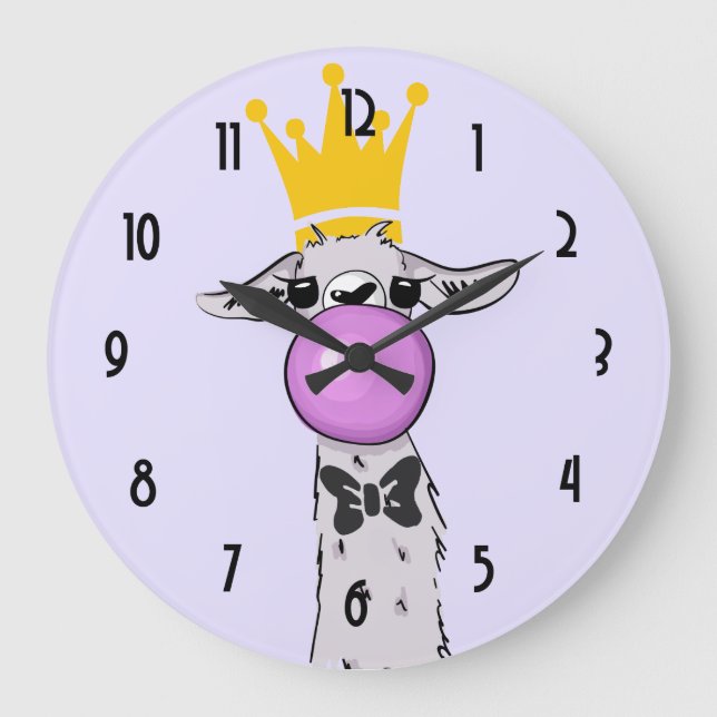 Cute Funny Llama Illustration Große Wanduhr (Vorderseite)